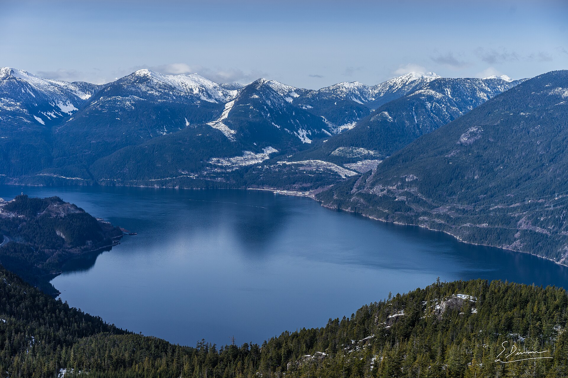Howe Sound from above Squamish on a clear morning